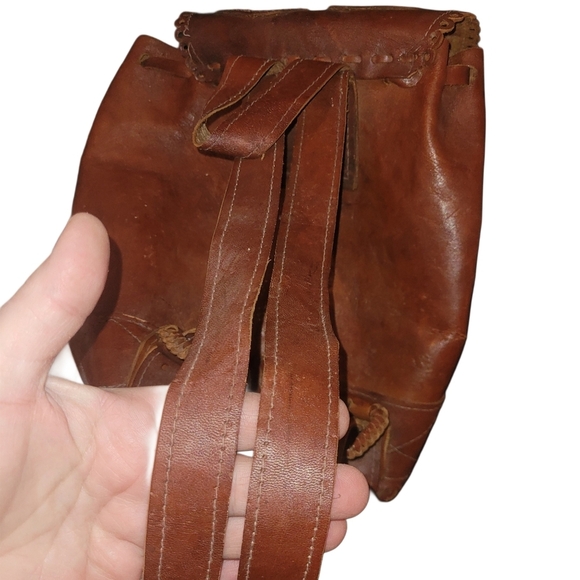 Rustic Handmade Leather Backpack - Picture 7 of 13